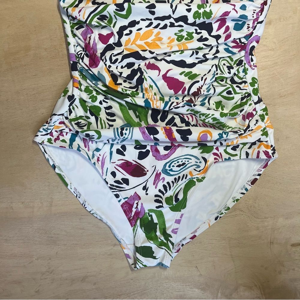 Anne Cole Sz 6 Floral Halter One Piece Swimsuit Multicolor Bright Garden Print - Picture 3 of 15